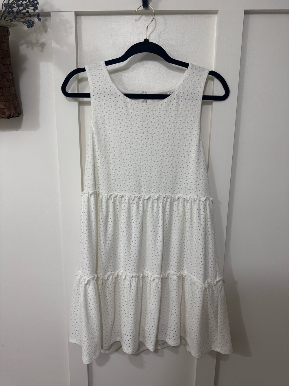 Speechless White Eyelet Tiered Mini Dress